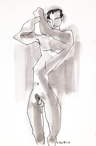 Nude 17|S. Mark Rathinaraj- Pen and Ink on Paper, , 11.5 x 8.25 inches
