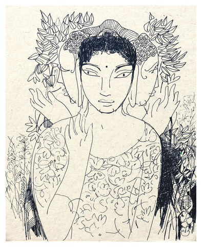 Beside of my Dream 33|A. Vasudevan- Pen and ink on board, 2013,  7 x 5 inches
