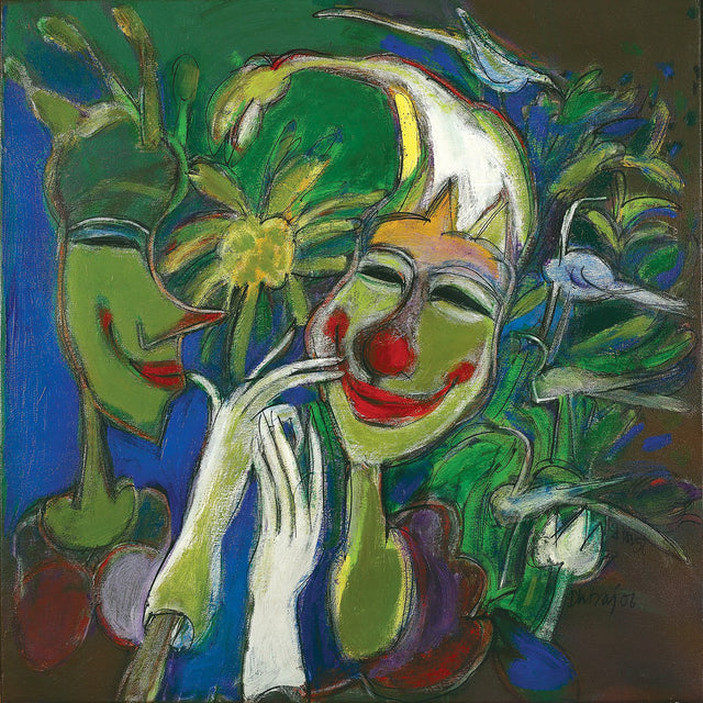 Smiling Clown|Dhiraj Choudhury- Acrylic on canvas, 2006, 24 x 24 inches