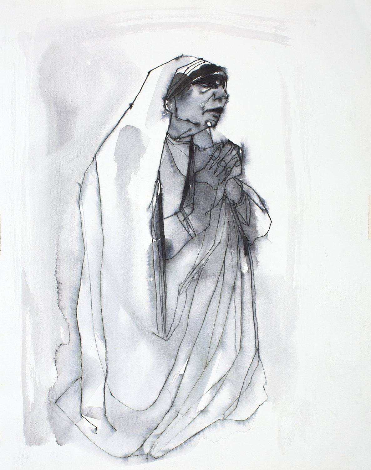 Mother Teresa II|S. Mark Rathinaraj- Pen and Ink on Paper, , 15.5 x 12 inches