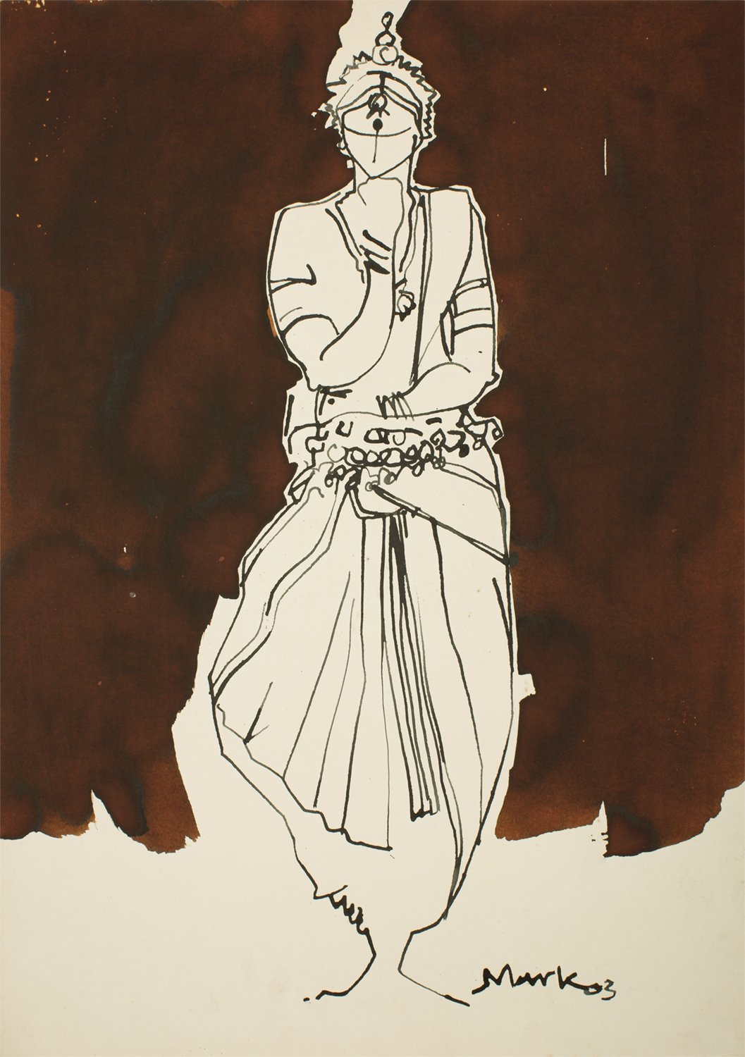 Performer 324|S. Mark Rathinaraj- Pen and Ink on Paper, , 21 x 15 inches