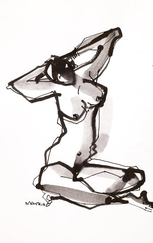 Nude 20|S. Mark Rathinaraj- Pen and Ink on Paper, , 11.5 x 8.25 inches