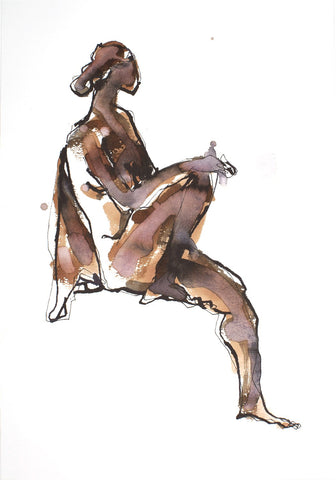 Nude 21|S. Mark Rathinaraj- Pen and Ink on Paper, , 11.5 x 8.25 inches