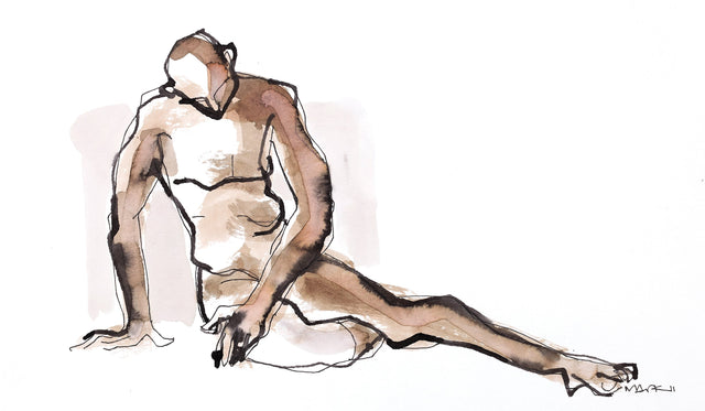 Nude 22|S. Mark Rathinaraj- Pen and Ink on Paper, , 11.5 x 8.25 inches