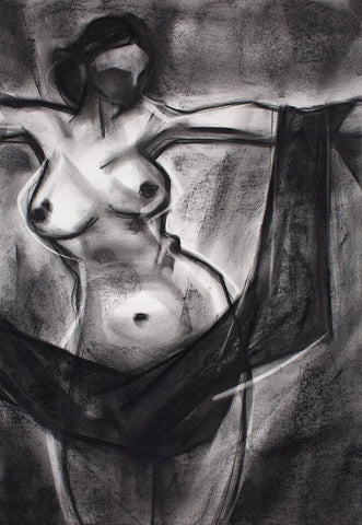 Nude 65|S. Mark Rathinaraj- Charcoal on Board, , 24 x 17 inches