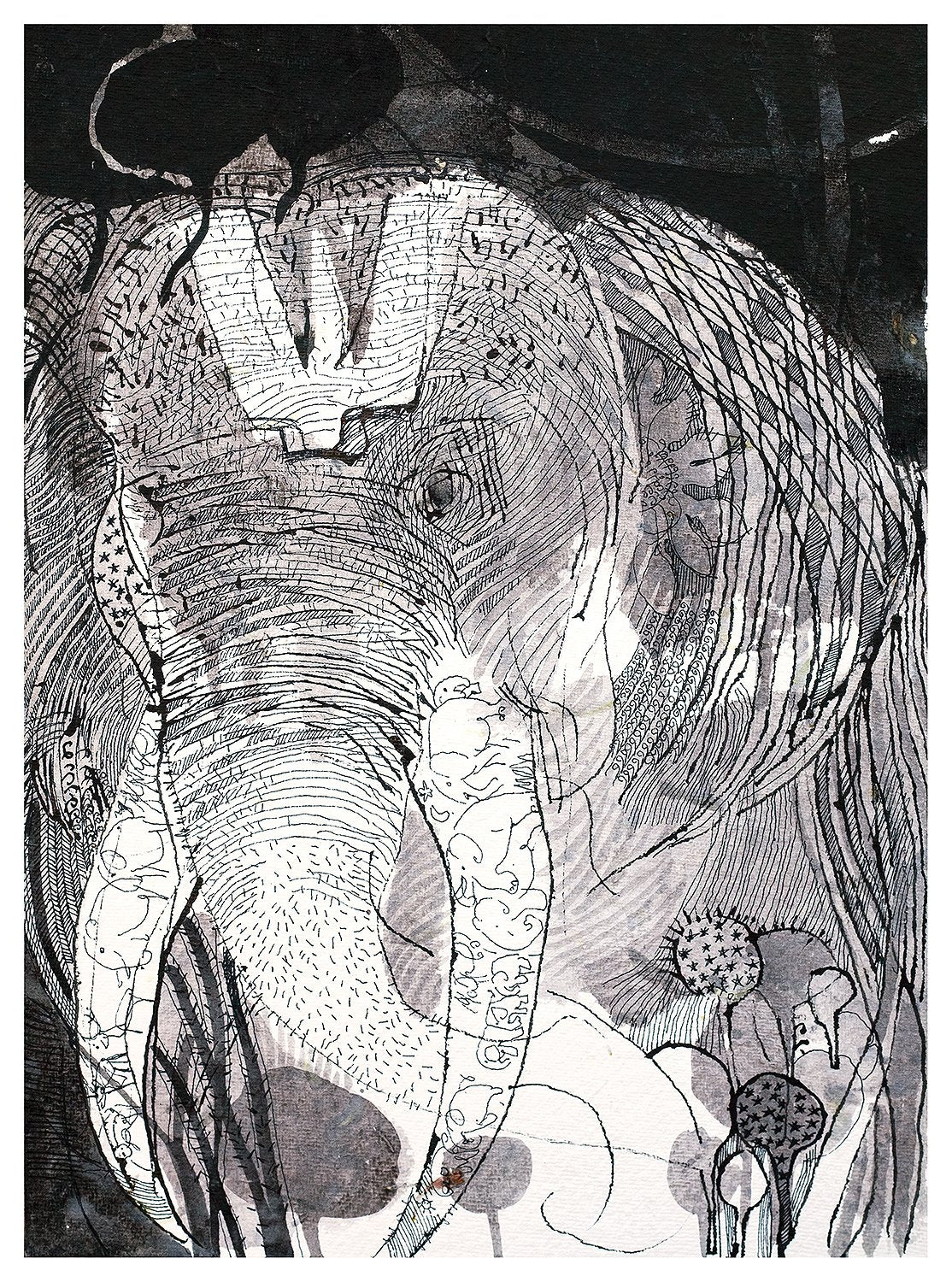 Beside of my Dream 40|A. Vasudevan- Pen and ink on board, 2013,  14.5 x 10.5 inches