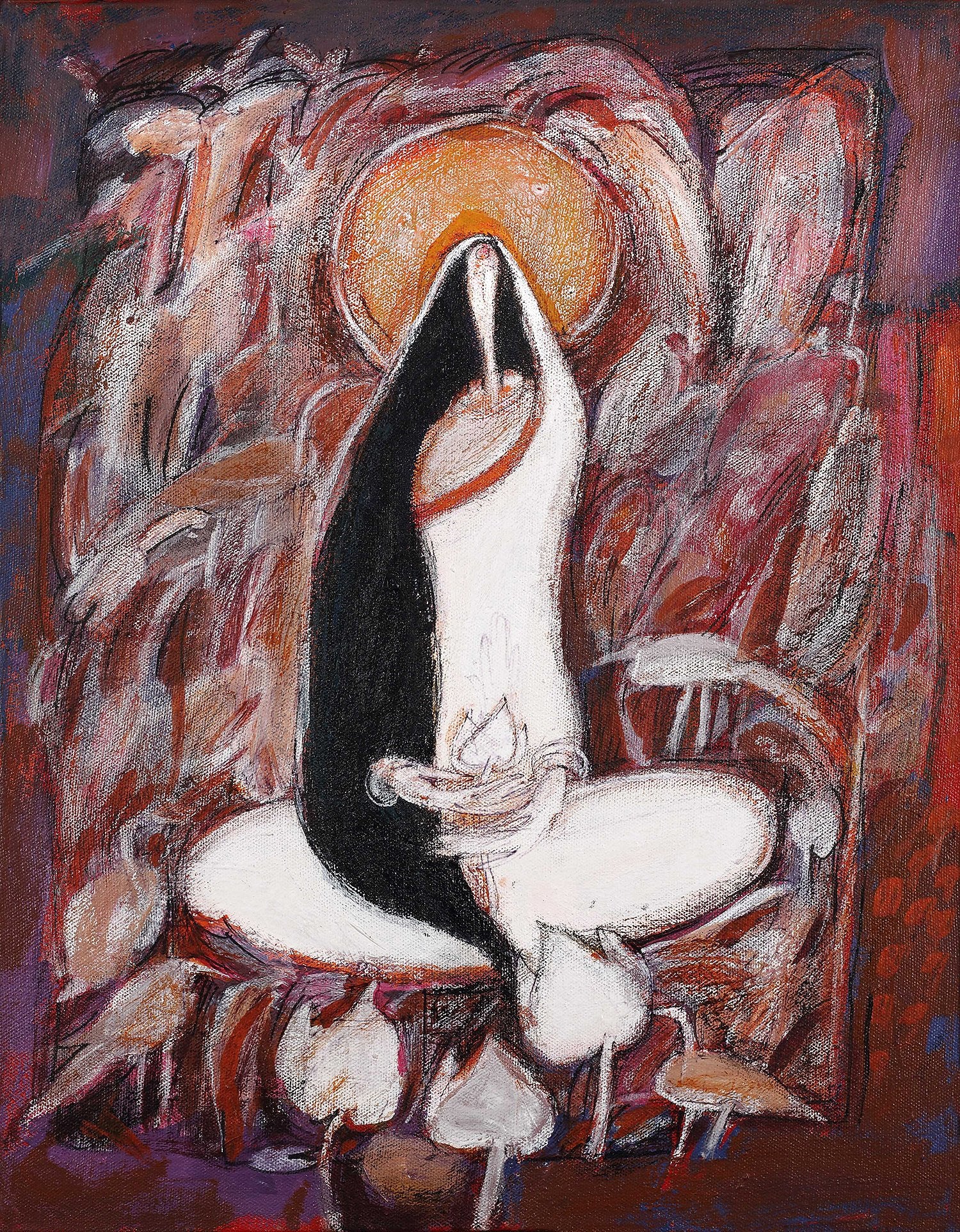 Meditation|Dhiraj Choudhury- Acrylic on canvas, 2016, 18 x 14 inches