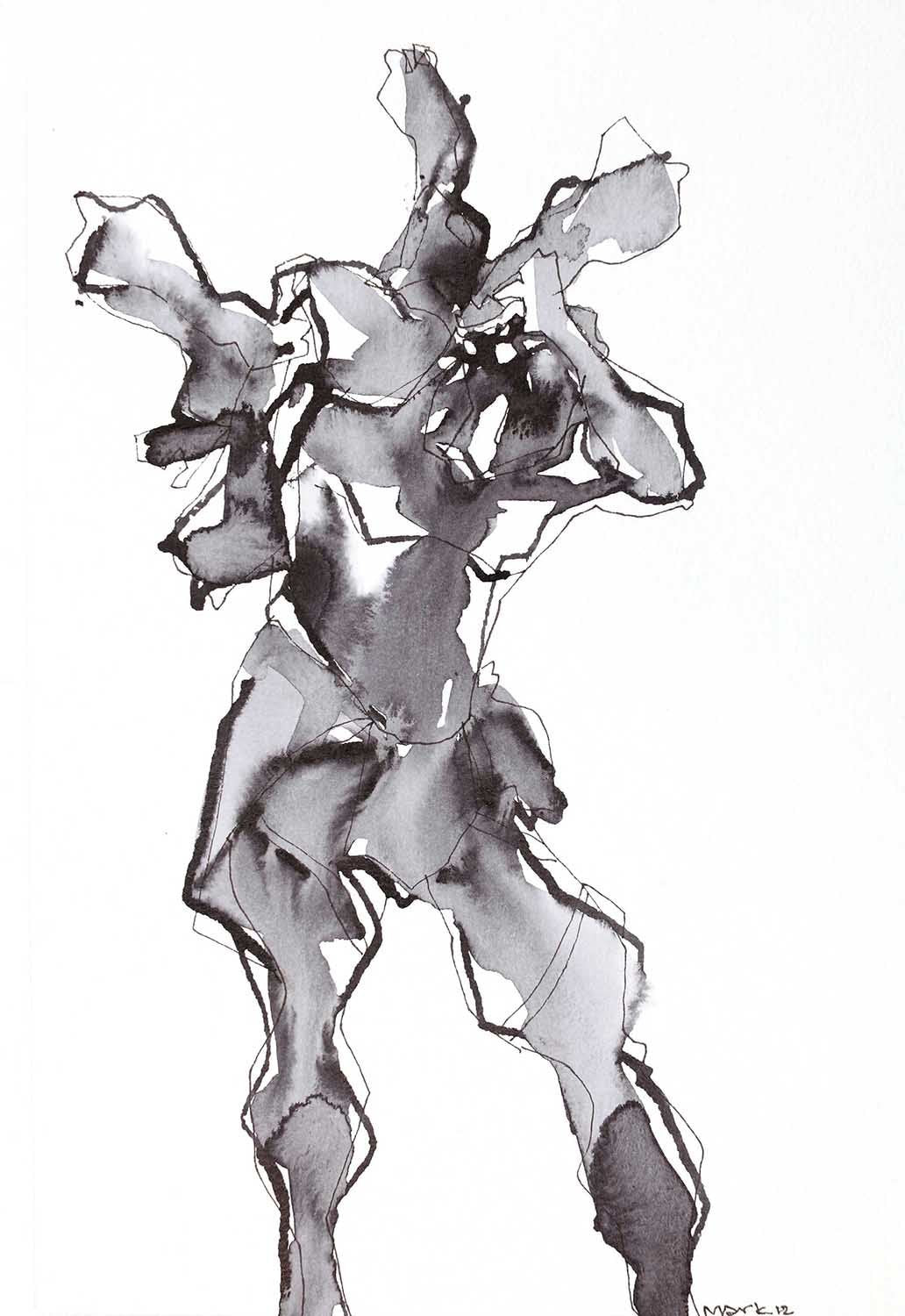 Performer 172|S. Mark Rathinaraj- Pen and Ink on Paper, , 8.5 x 5.5 inches