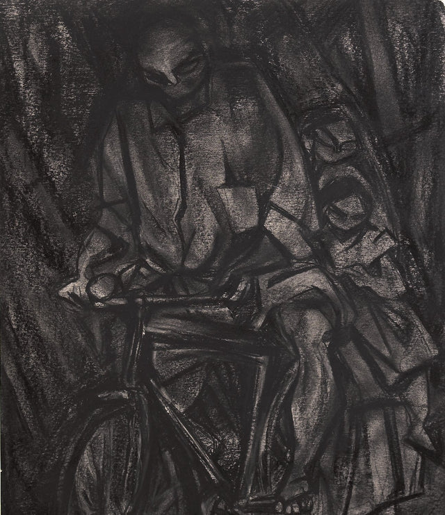 Travelling II|S. Mark Rathinaraj- Charcoal on Board, , 18 x 15.5 inches