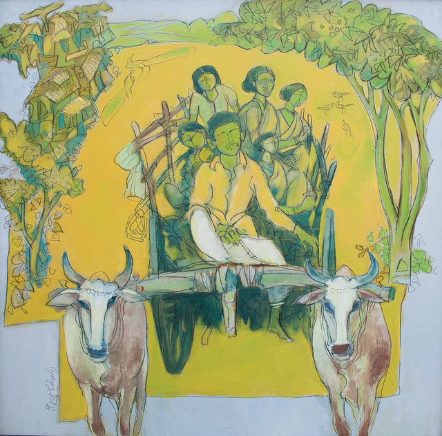 Pastoral Life 6|N.S. Manohar- Oil on Canvas, 2013, 36 x 36 inches