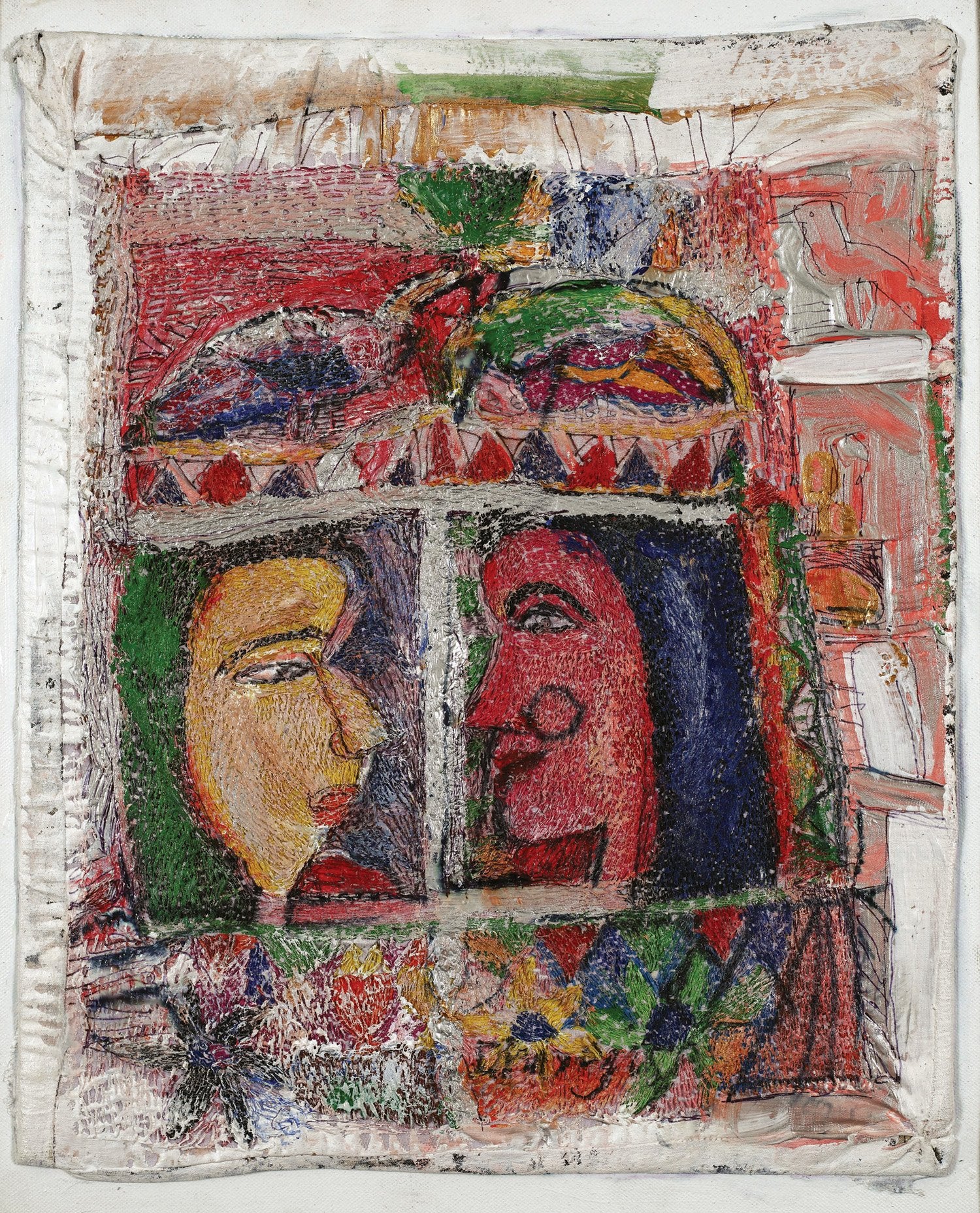 Man and Woman|Dhiraj Choudhury- Needle & Brush, 2016, 18 x 14 inches