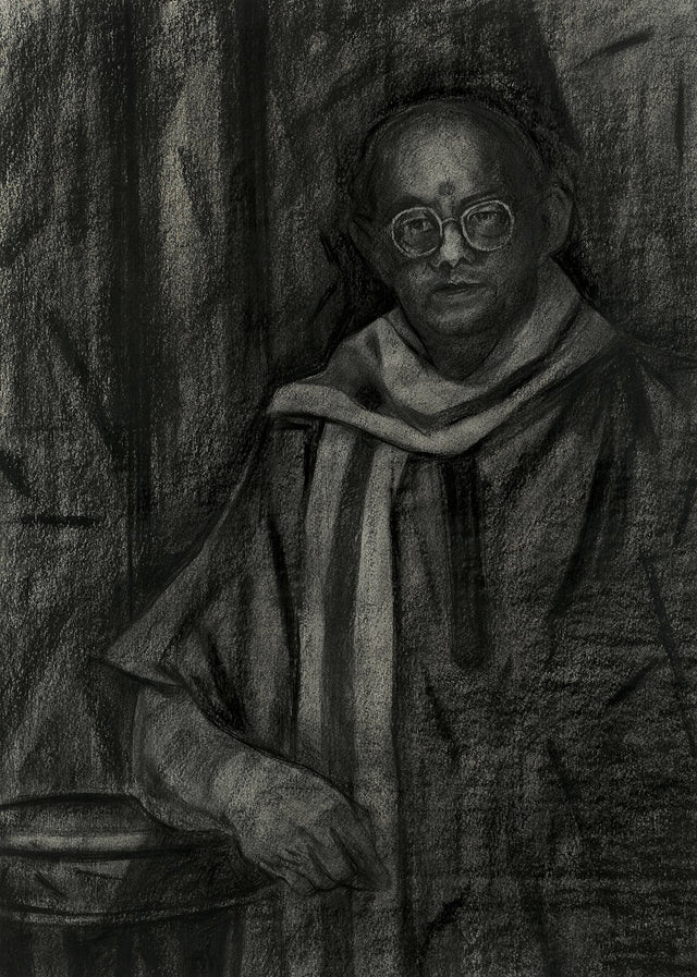 Untitled 125|S. Mark Rathinaraj- Charcoal on Board, , 31.5 x 22.5 inches