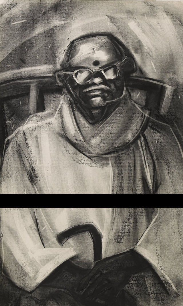 Untitled 126|S. Mark Rathinaraj- Charcoal on Board, , 28.5 x 16.5 inches