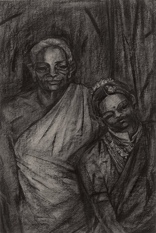 Untitled 127|S. Mark Rathinaraj- Charcoal on Board, , 26 x 17 inches