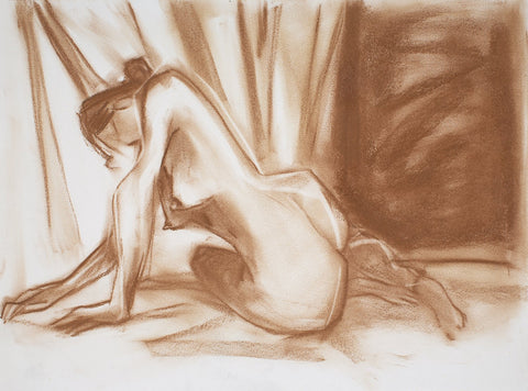 Nude 34|S. Mark Rathinaraj- Charcoal on Board, , 12 x 17 inches