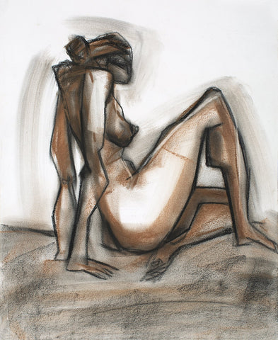 Nude 36|S. Mark Rathinaraj- Charcoal on Board, , 17 x 13.5 inches