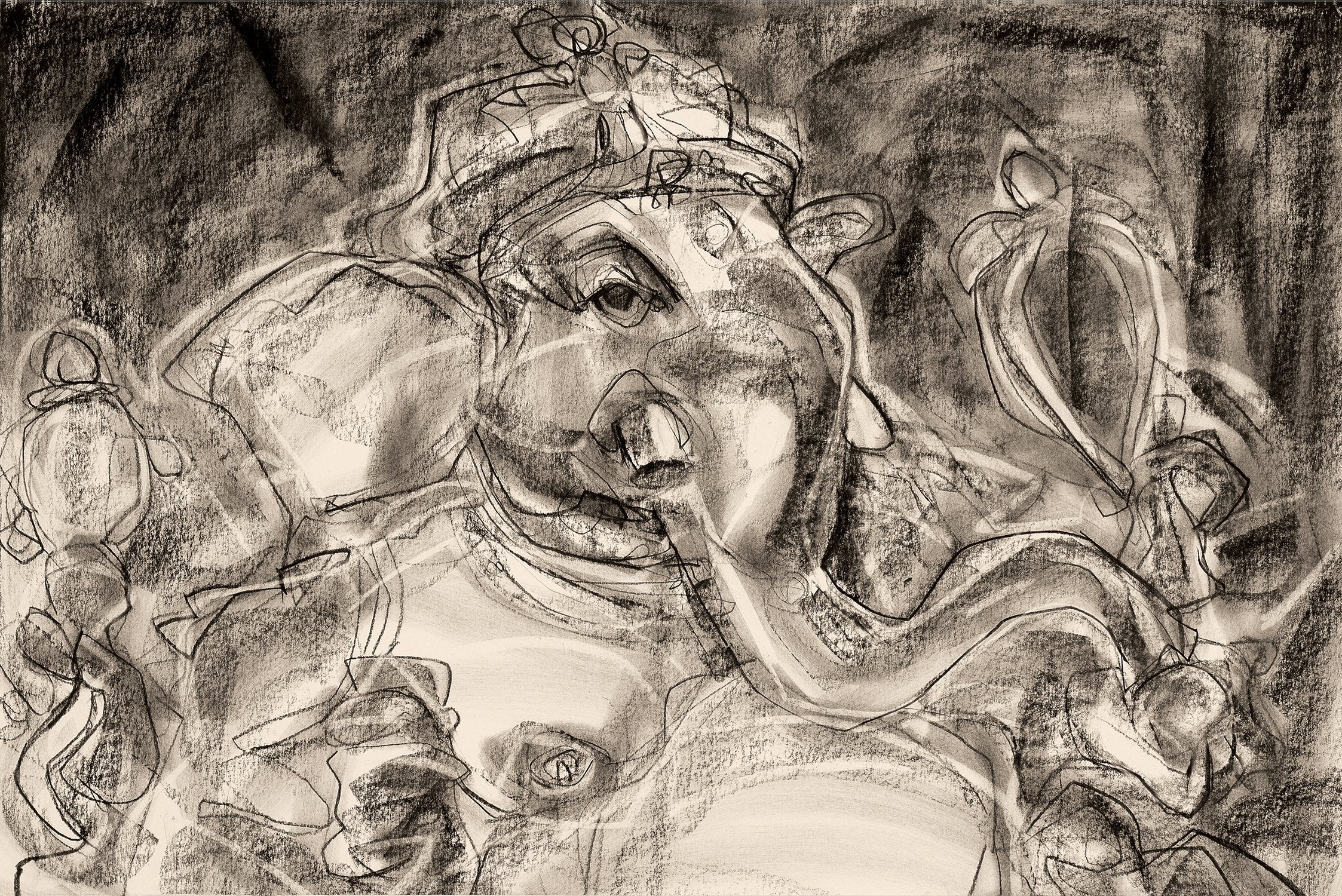Vinnayagar II|S. Mark Rathinaraj- Charcoal on Board, , 18.5 x 28 inches