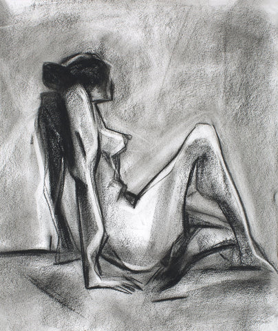 Nude 40|S. Mark Rathinaraj- Charcoal on Board, , 15 x 12.5 inches