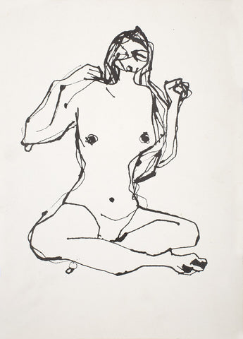 Nude 41|S. Mark Rathinaraj- Pen and Ink on Paper, , 13 x 9 inches