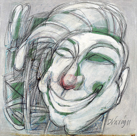 Clown|Dhiraj Choudhury- Acrylic on canvas, 2011, 12 x 12 inches