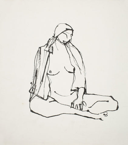 Nude 42|S. Mark Rathinaraj- Pen and Ink on Paper, , 13 x 10 inches