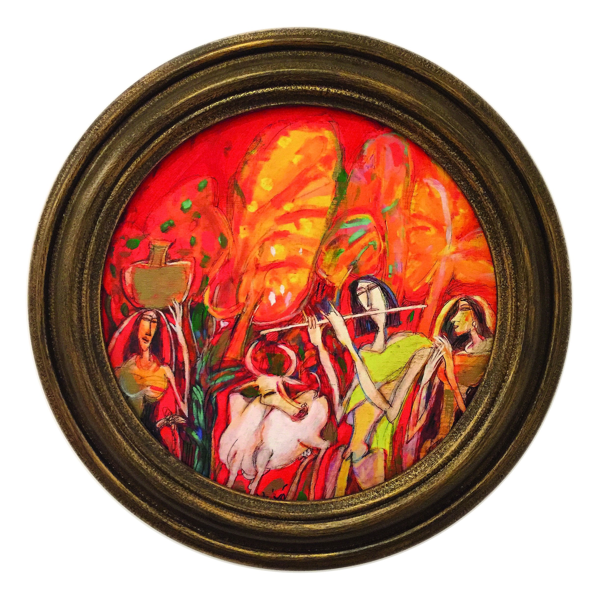 Mirror of life|Dhiraj Choudhury- Acrylic on canvas, 2015, 18 x 18 inches