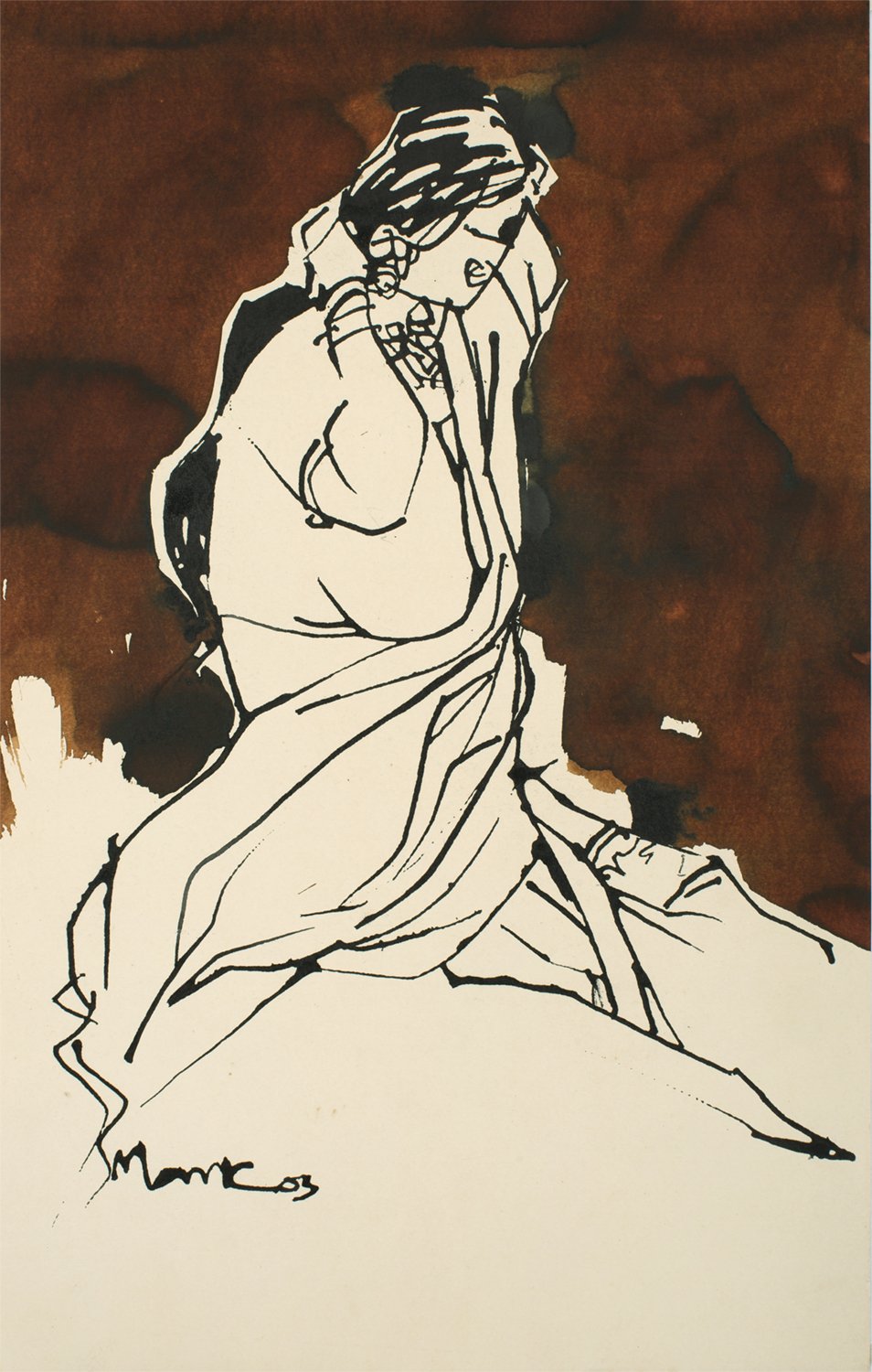 Performer 333|S. Mark Rathinaraj- Pen and Ink on Paper, , 21 x 13.5 inches
