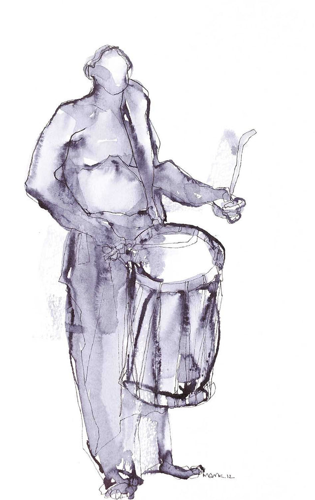 Performer 198|S. Mark Rathinaraj- Pen and Ink on Paper, , 8.5 x 5.5 inches