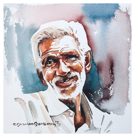 Portrait Series 50|R. Rajkumar Sthabathy- Water Color on Paper, 2012, 7 x 7 inches
