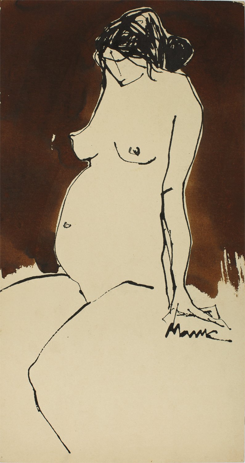 Nude 66|S. Mark Rathinaraj- Pen and Ink on Paper, , 21 x 11 inches