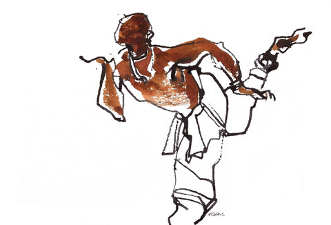 Performer 215|S. Mark Rathinaraj- Pen and Ink on Paper, , 5.5 x 8.5 inches