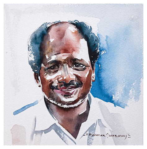 Portrait Series 53|R. Rajkumar Sthabathy- Water Color on Paper, 2012, 7 x 7 inches