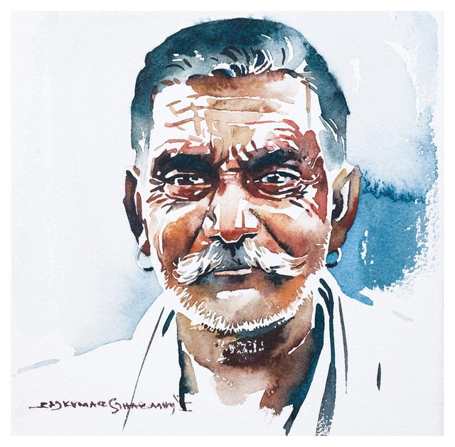 Portrait Series 56|R. Rajkumar Sthabathy- Water Color on Paper, 2012, 7 x 7 inches