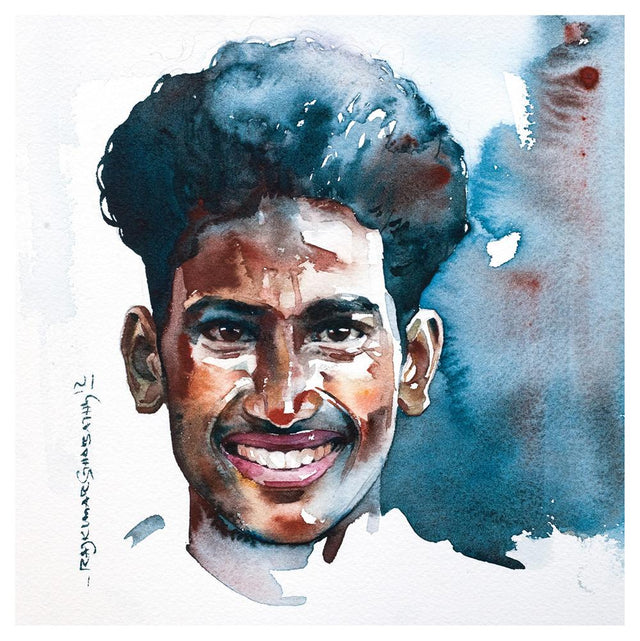 Portrait Series 63|R. Rajkumar Sthabathy- Water Color on Paper, 2012, 7 x 7 inches