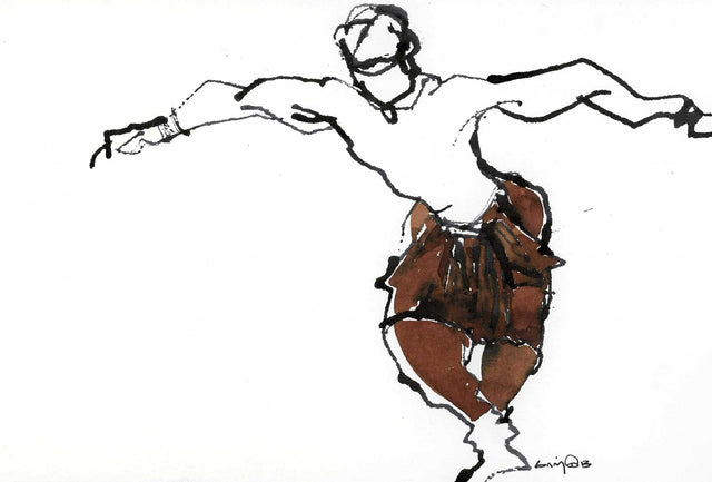 Performer 238|S. Mark Rathinaraj- Pen and Ink on Paper, , 5.5 x 8.5 inches