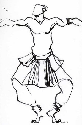 Performer 239|S. Mark Rathinaraj- Pen and Ink on Paper, , 8.5 x 5.5 inches