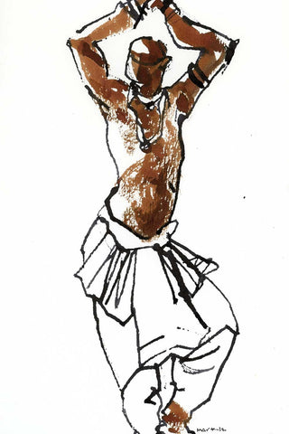 Performer 240|S. Mark Rathinaraj- Pen and Ink on Paper, , 8.5 x 5.5 inches