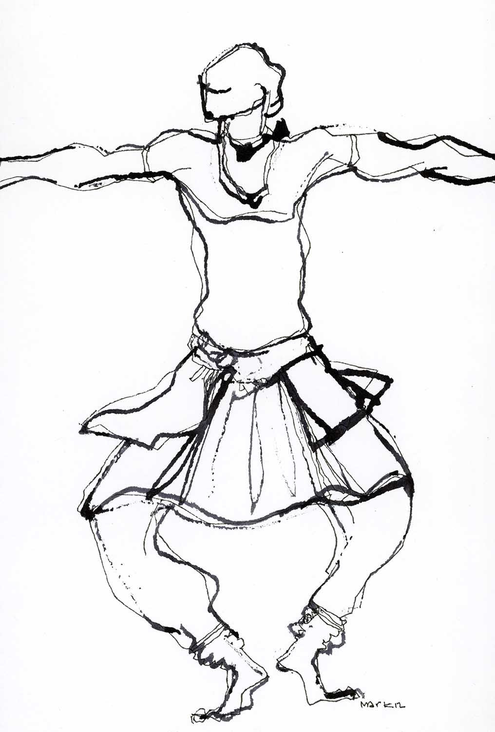 Performer 241|S. Mark Rathinaraj- Pen and Ink on Paper, , 8.5 x 5.5 inches