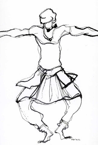 Performer 241|S. Mark Rathinaraj- Pen and Ink on Paper, , 8.5 x 5.5 inches