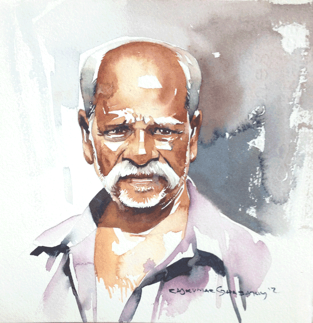 Portrait Series 71|R. Rajkumar Sthabathy- Water Color on Paper, 2012, 7 x 7 inches