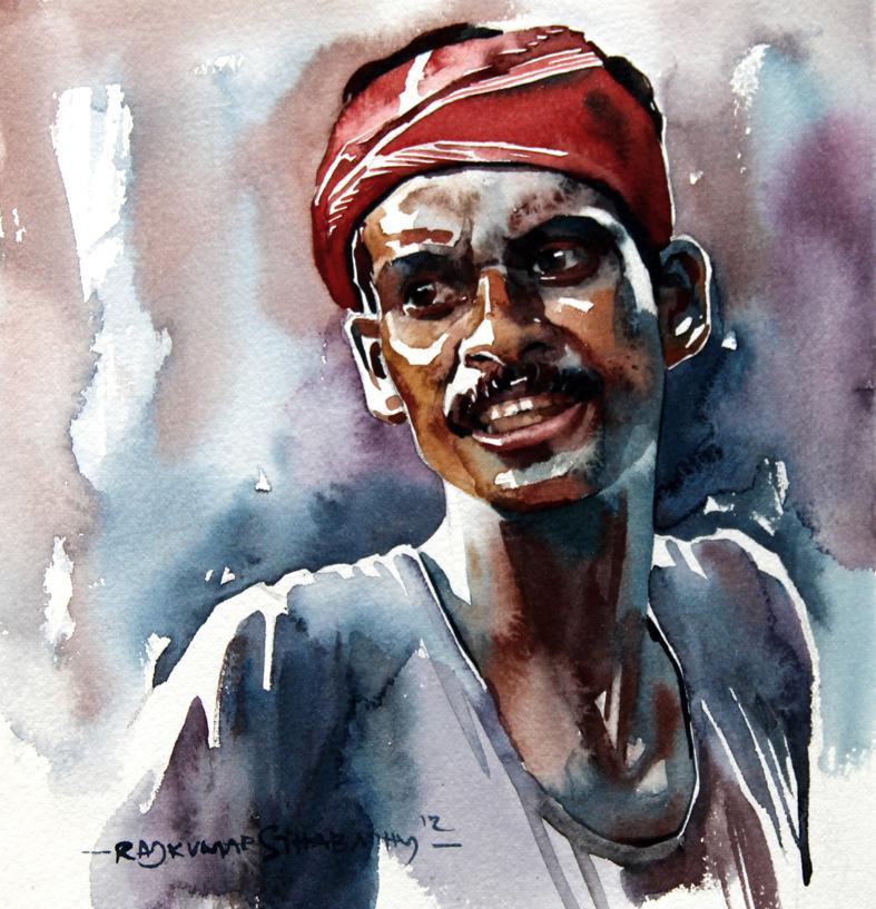Portrait Series 72|R. Rajkumar Sthabathy- Water Color on Paper, 2012, 7 x 7 inches