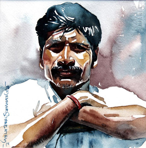 Portrait Series 73|R. Rajkumar Sthabathy- Water Color on Paper, 2012, 7 x 7 inches