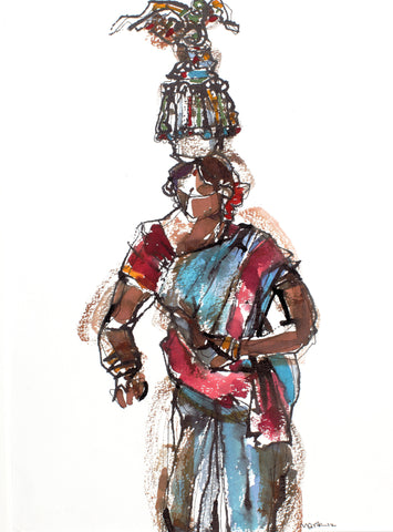 Performer 262|S. Mark Rathinaraj- Pen and Ink on Paper, , 11.5 x 8.25 inches