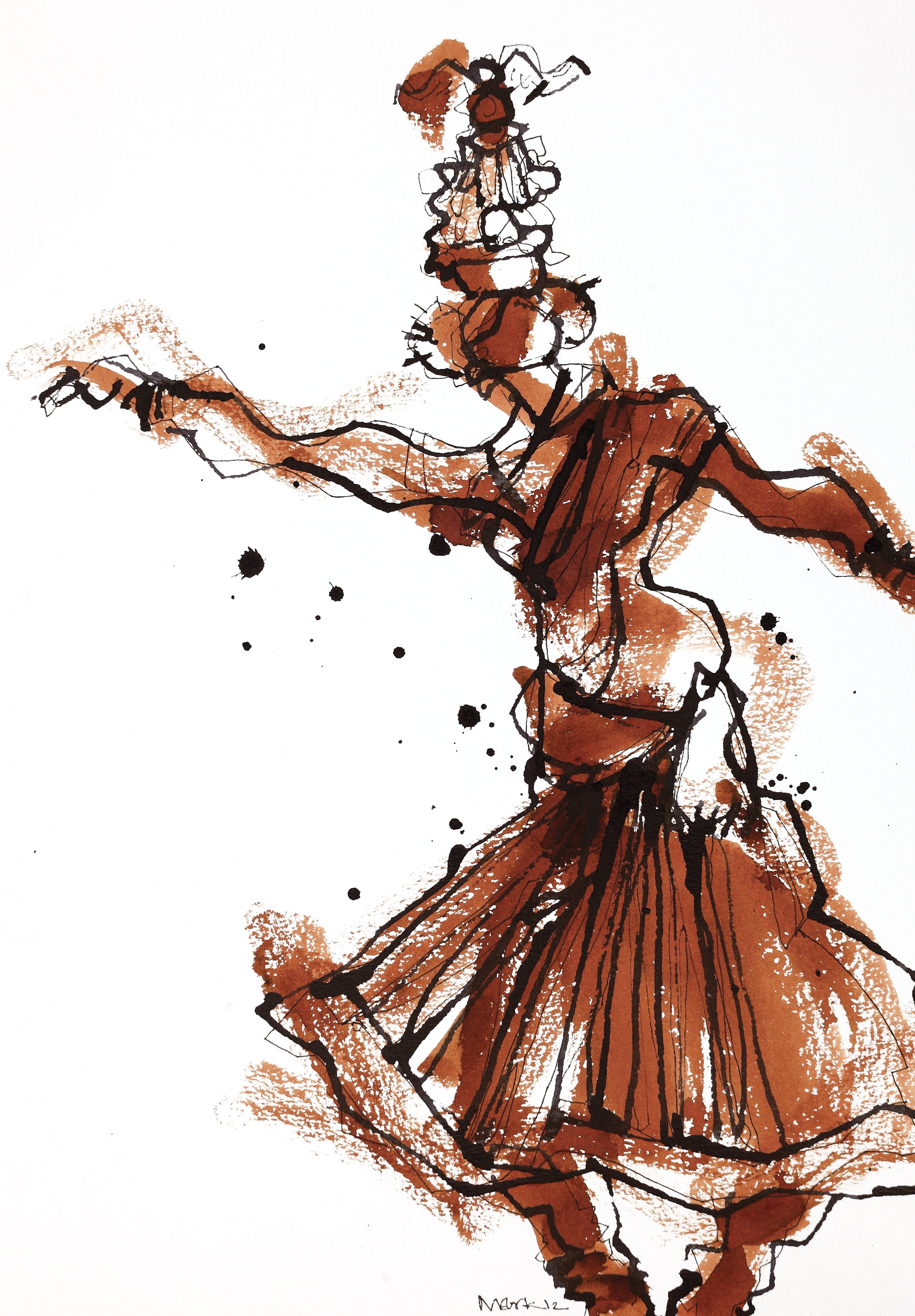 Performer 271|S. Mark Rathinaraj- Pen and Ink on Paper, , 11.5 x 8.25 inches