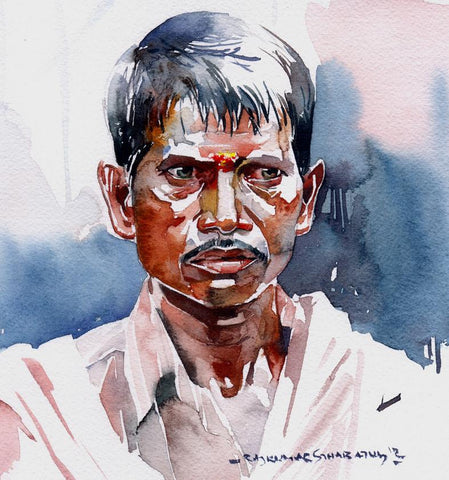 Portrait Series 81|R. Rajkumar Sthabathy- Water Color on Paper, 2012, 7 x 7 inches