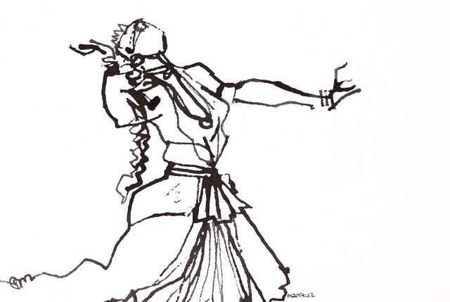 Performer 272|S. Mark Rathinaraj- Pen and Ink on Paper, , 8.5 x 5.5 inches