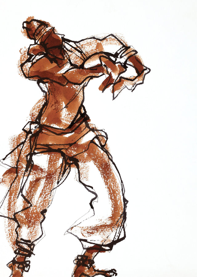 Performer 273|S. Mark Rathinaraj- Pen and Ink on Paper, , 11.5 x 8.25 inches