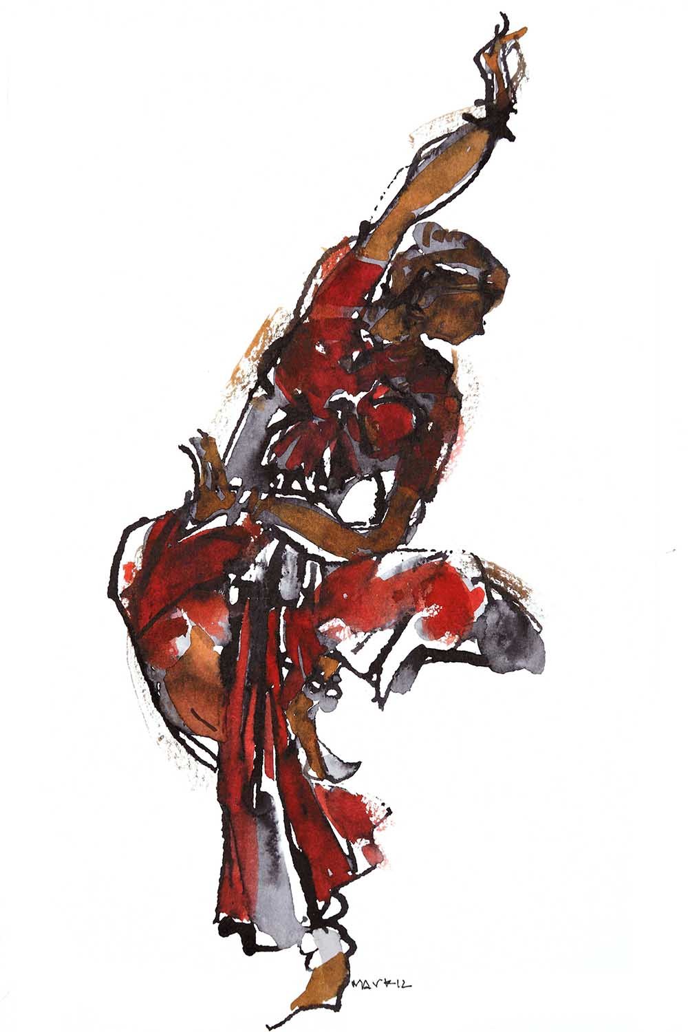 Performer 278|S. Mark Rathinaraj- Pen and Ink on Paper, , 8.5 x 5.5 inches