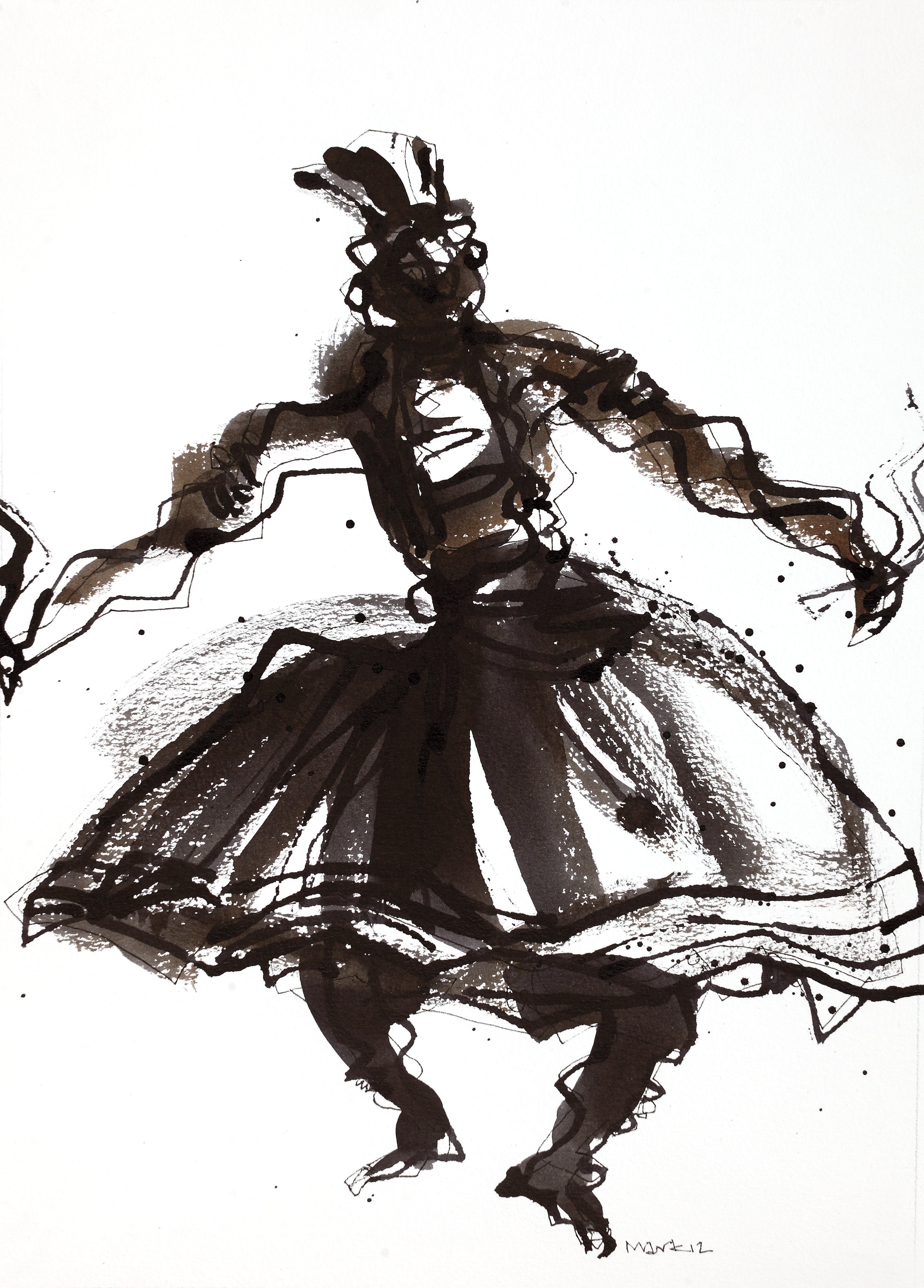 Performer 284|S. Mark Rathinaraj- Pen and Ink on Paper, , 11.5 x 8.25 inches