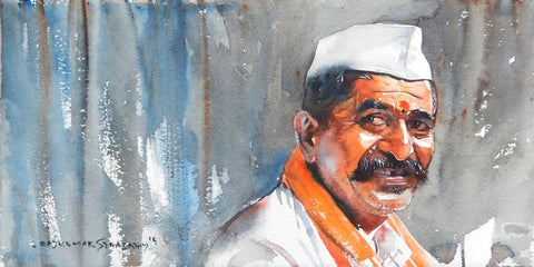 Portrait Series 122|R. Rajkumar Sthabathy- Water Color on Paper, 2012, 7.5 x 15 inches